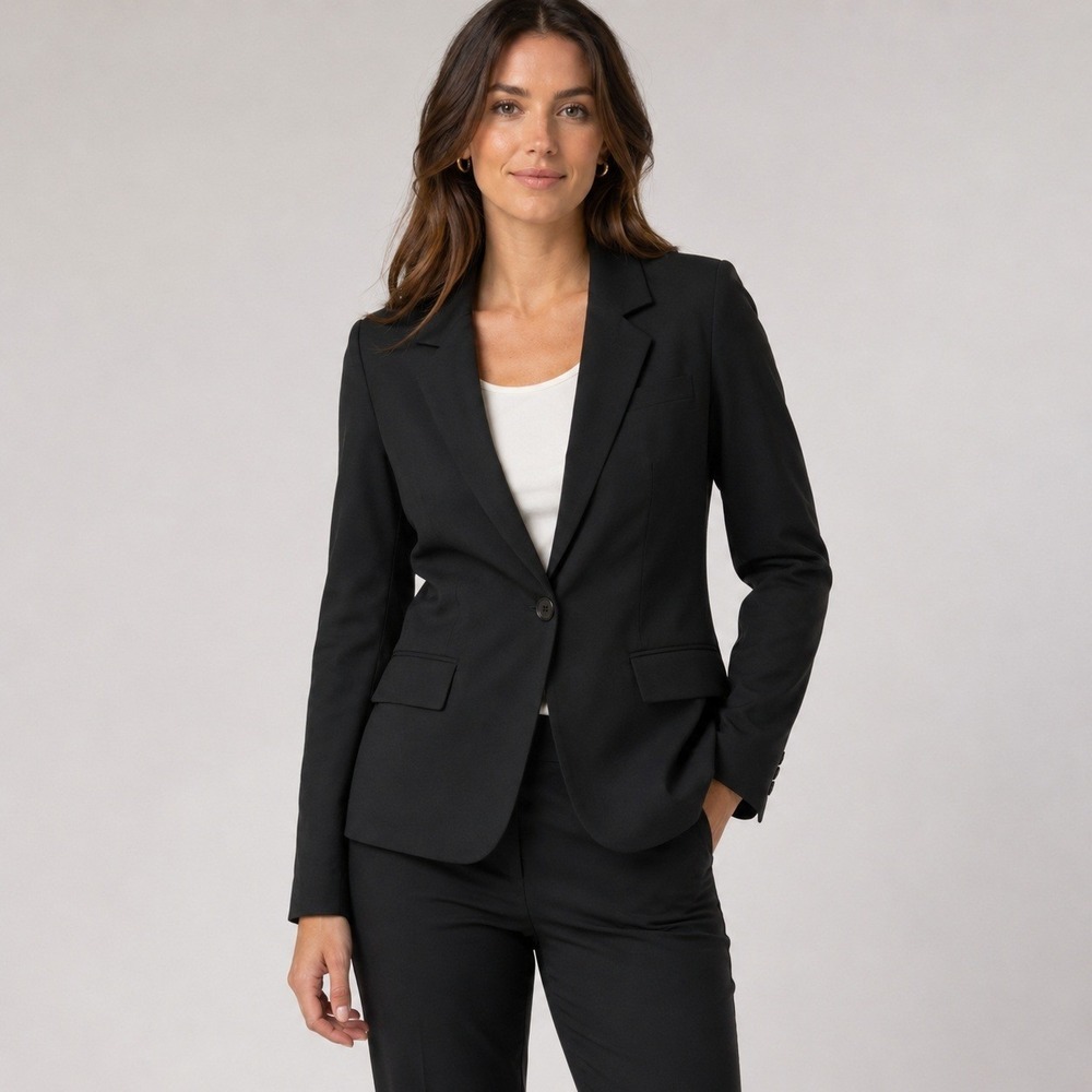 Theory Gabe N Edition Blazer Women 0 Black Wool Blend Single Button Professional